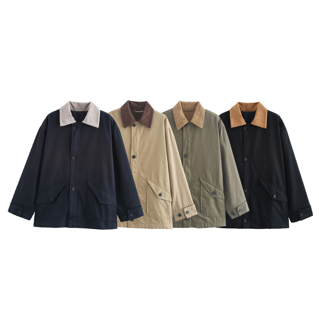 Damen Utility-Jacke mit weitem Schnitt und klassischem Kragen Drune