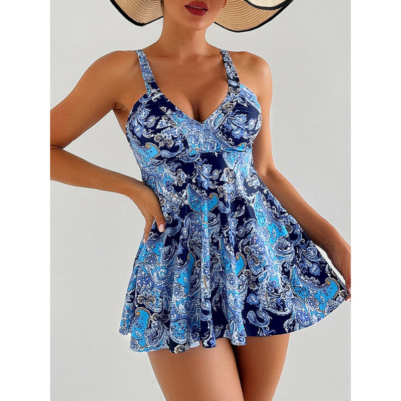 Damen Badeanzug-Kleid mit elegantem Paisleymuster Drune