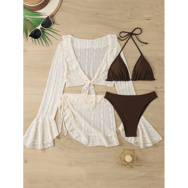 Damen Bikiniset mit transparenter Strandjacke Drune