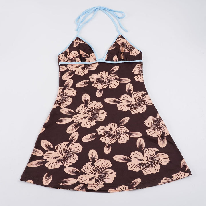 Damen Strandkleid mit floralem Muster und schickem Halterdesign Drune