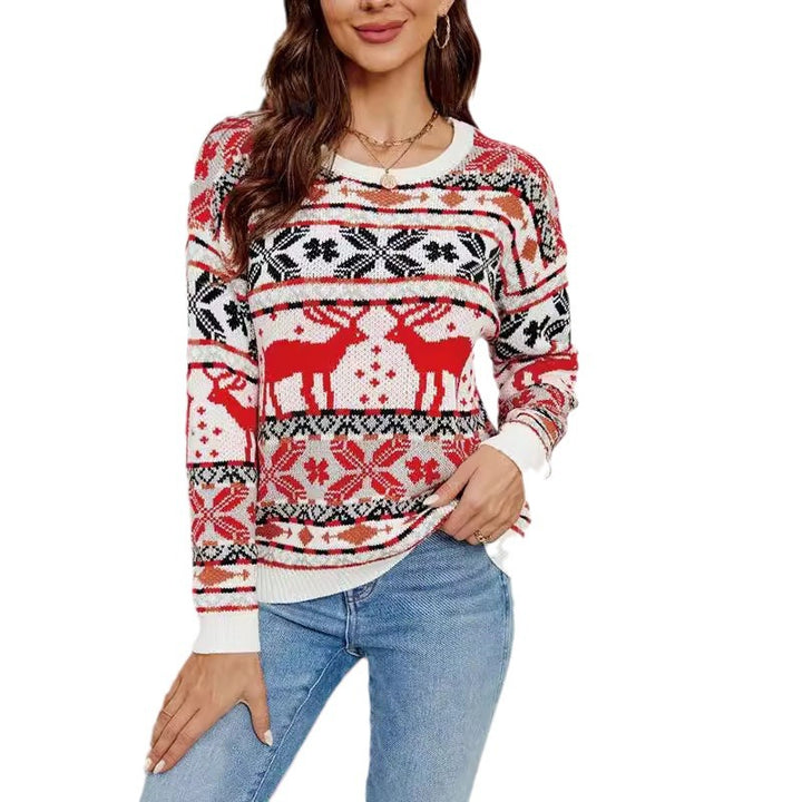 Damen Weihnachts-Strickpullover mit festlichem Rentierdesign und kuscheligem Material Drune