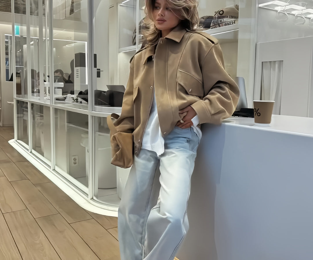 Damen Oversize Jacke mit funktionalen Taschen und weichem Futter Drune