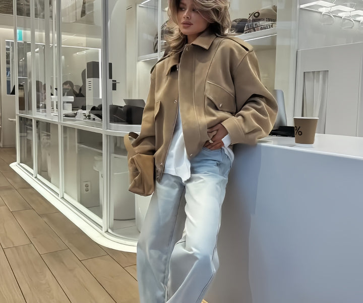 Damen Oversize Jacke mit funktionalen Taschen und weichem Futter Drune