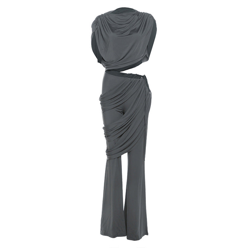Damen Elegantes Set mit gerafftem Oberteil und weitem Bund Drune