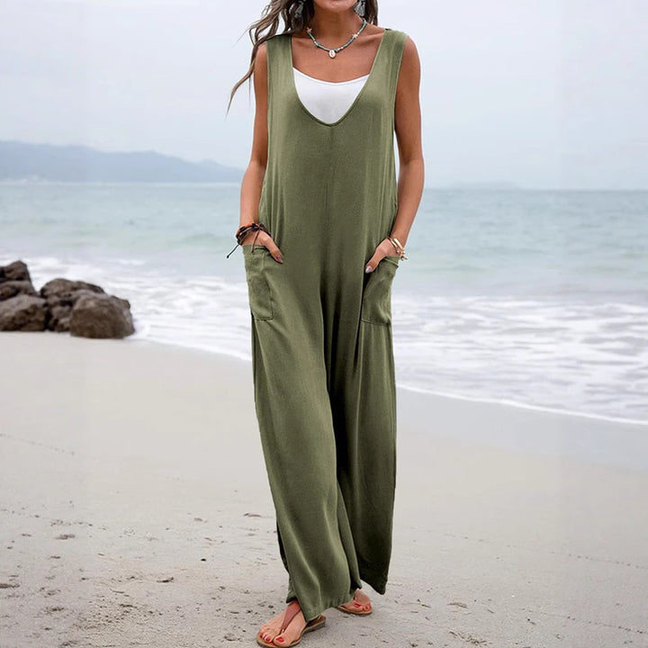 Damen lässiger Jumpsuit mit weitem Schnitt und praktischen Taschen Drune