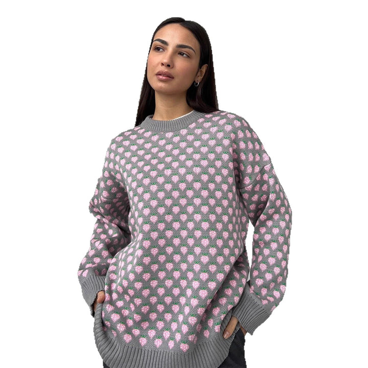Damen Oversized Pullover mit floralem Muster und lässiger Passform Drune