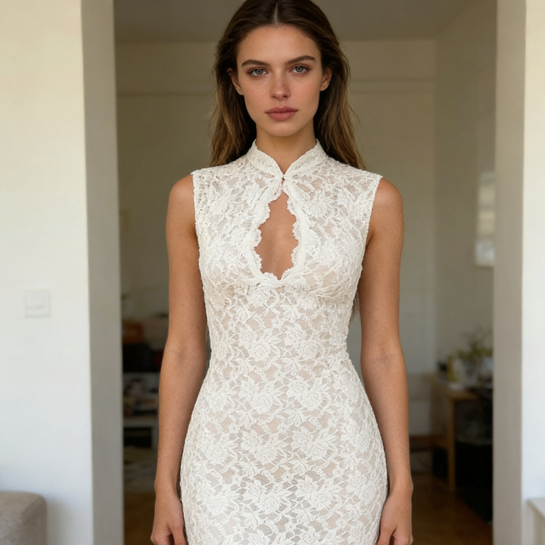 Damen Abendkleid mit Spitzenapplikation Drune