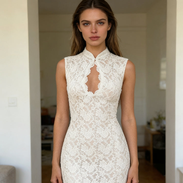 Damen Abendkleid mit Spitzenapplikation Drune