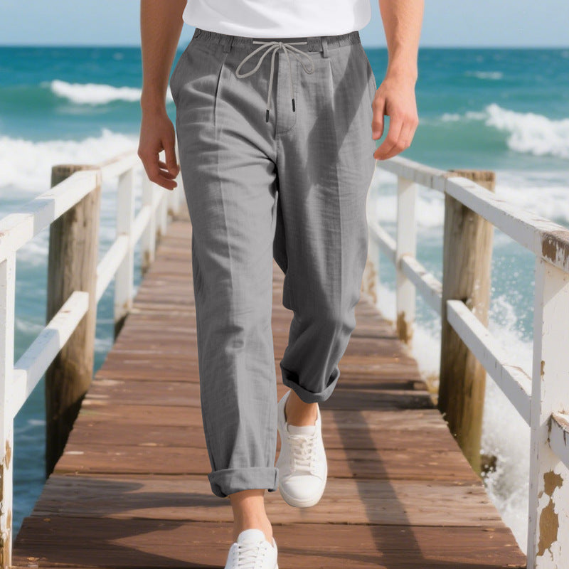Herren Leichte Freizeithose mit elastischem Bund und seitlichem Kordelzug Drune