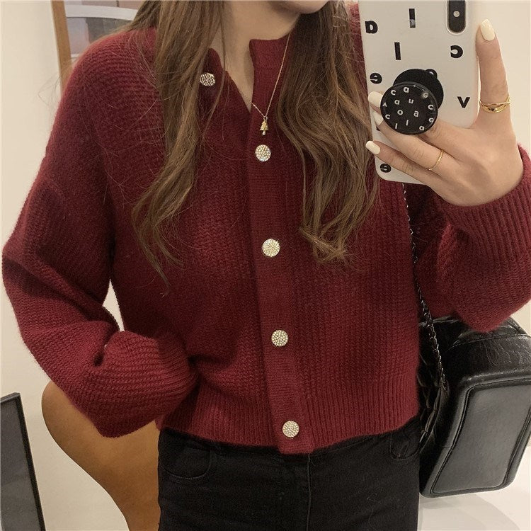 Damen Strickjacke mit raffinierter Knopfdetail und weitem Schnitt Drune