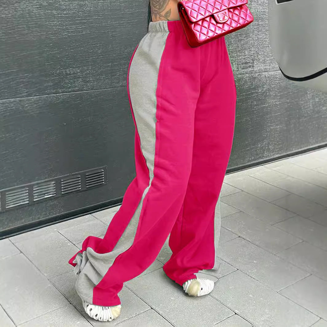 Damen lässige Sporthose mit farbigen seitlichen Einsätzen und elastischem Bund Drune