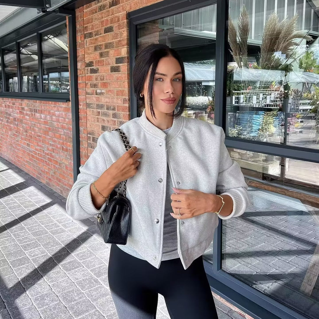 Damen trendige Bomberjacke mit lässigem Schnitt und praktischen Taschen Drune