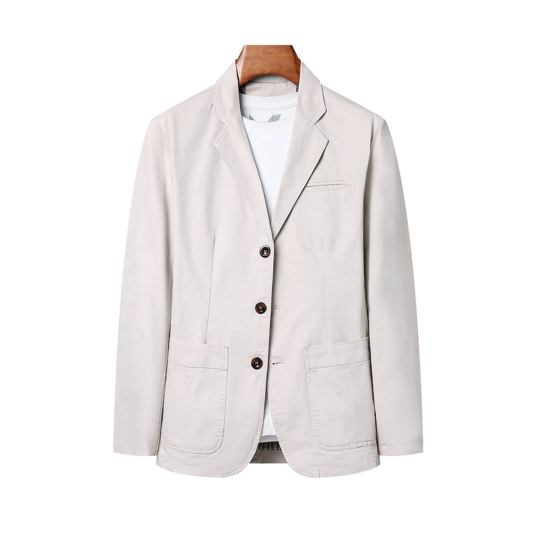 Herren nan legeres Baumwoll-Twill Sakko mit aufgesetzten Taschen und gestreiftem Innenfutter Drune