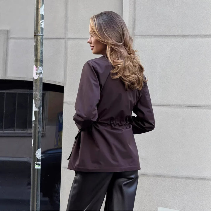 Damen modische Utility-Jacke mit verstellbarem Taillenzug und aufgesetzten Taschen Drune