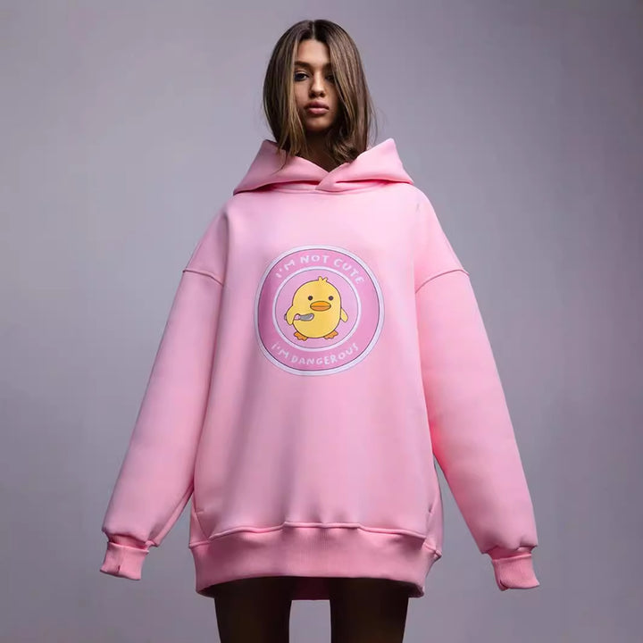 Damen Oversized Hoodie mit kreativem Grafikdesign Drune