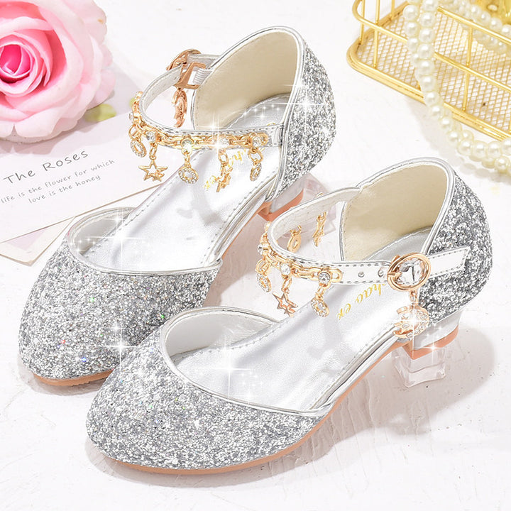 Mädchen Glitzernde Ballerinas mit verstellbarem Riemchen und funkelnden Anhängern Drune
