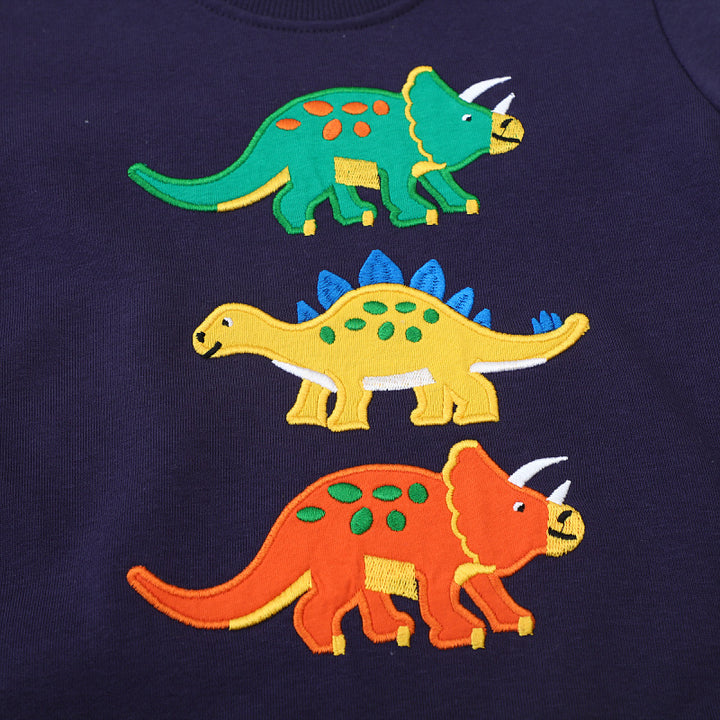 Jungen Sweatshirt mit buntem Dinosaurier-Applikationen Drune
