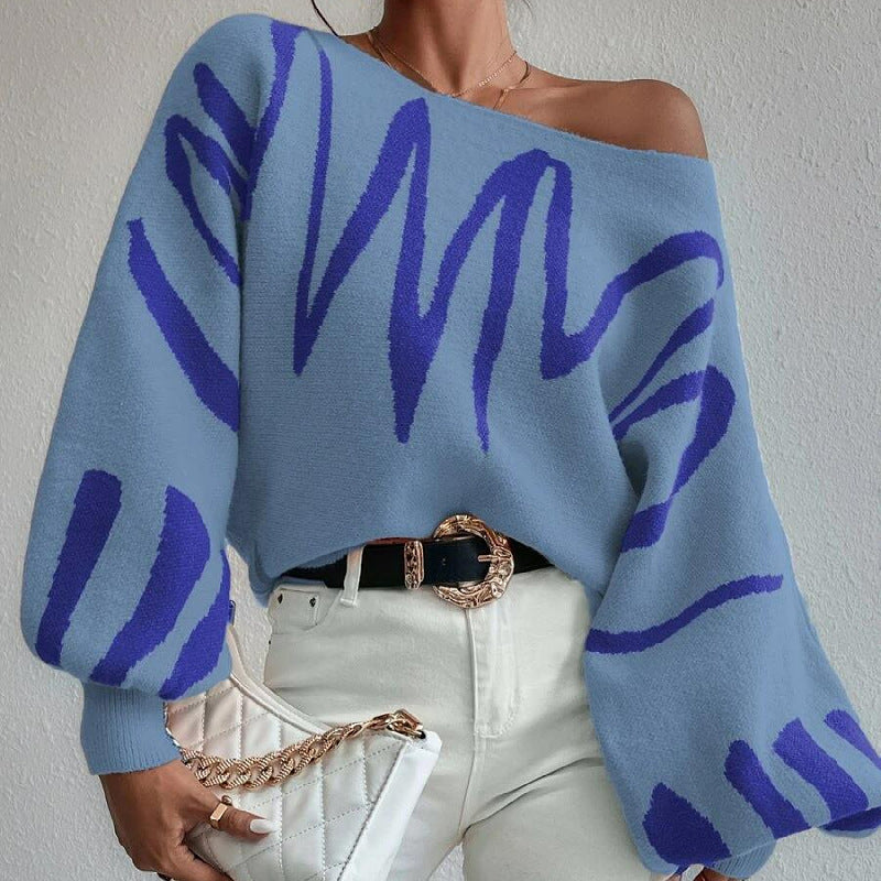 Damen Oversized Strickpullover mit asymmetrischem Design und lässigem Ausschnitt Drune