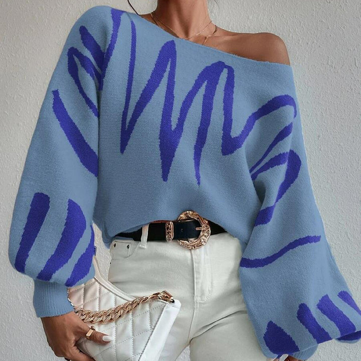 Damen Oversized Strickpullover mit asymmetrischem Design und lässigem Ausschnitt Drune