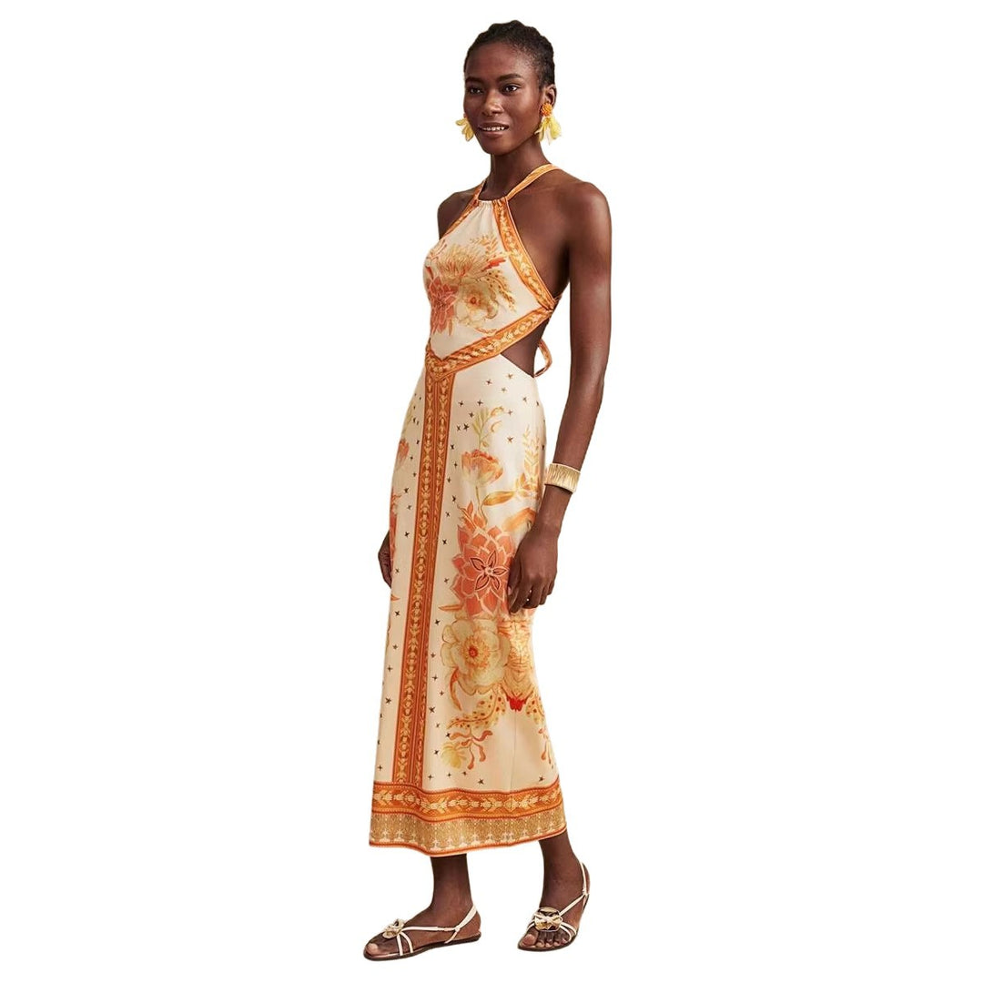Damen Maxikleid mit exklusivem Halterdesign und floralem Druck Drune
