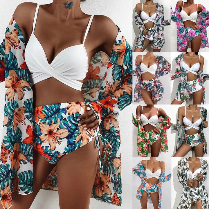 Damen Blütenmuster Strandkimono mit lässigem Schnitt Drune
