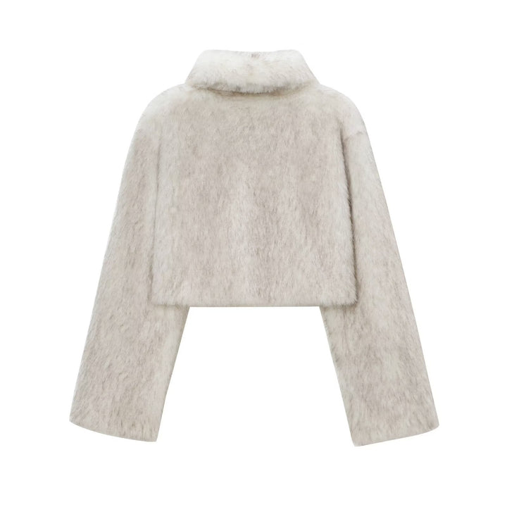 Damen Kunstpelzjacke mit elegantem Schnitt und breiten Ärmeln Drune