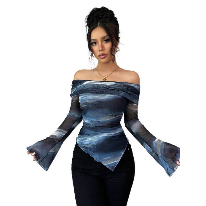 Damen Elegantes Off-Shoulder Oberteil mit fließendem Stoff und raffinierten Drapierungen Drune