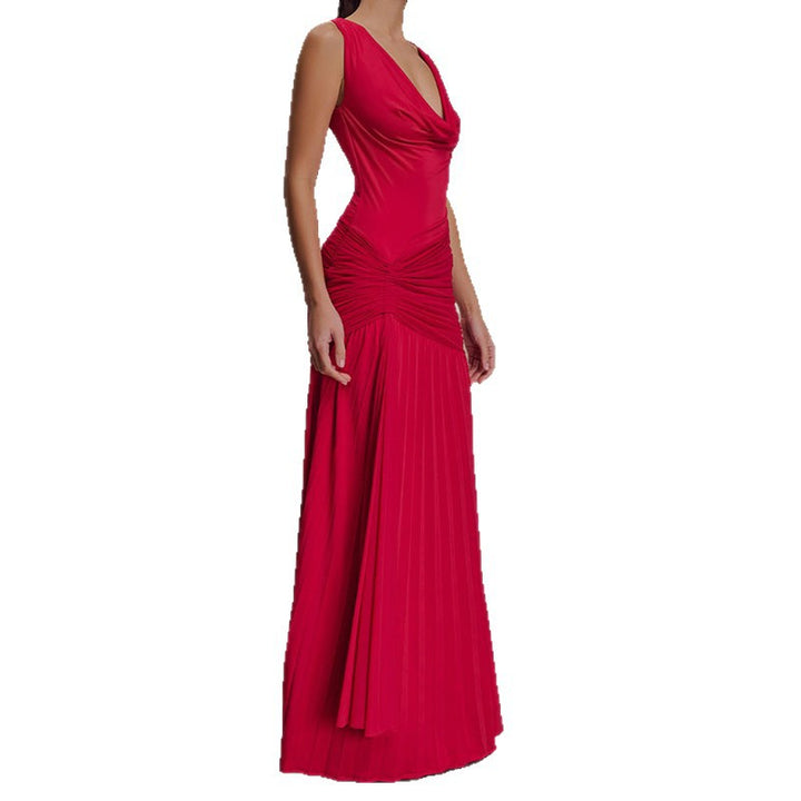 Damen Elegantes Maxikleid mit drapiertem Oberteil Drune