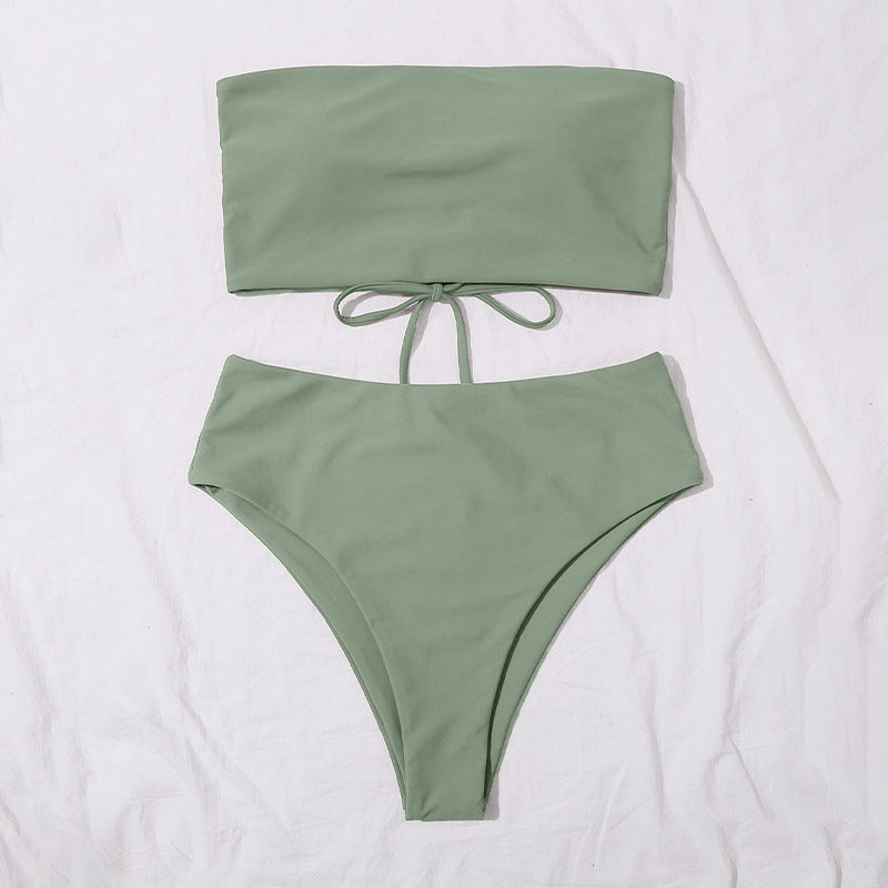 Damen Bandeau-Bikini mit hoher Taille Drune