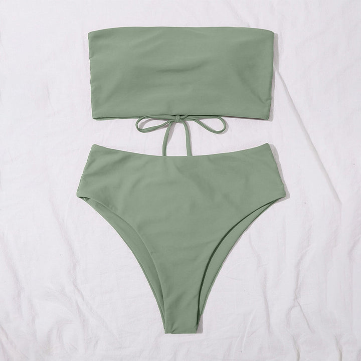 Damen Bandeau-Bikini mit hoher Taille Drune