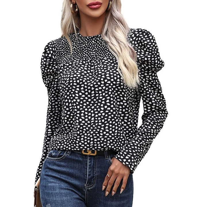 Damen Bluse mit Puffärmeln und exklusivem Punktenmuster Drune