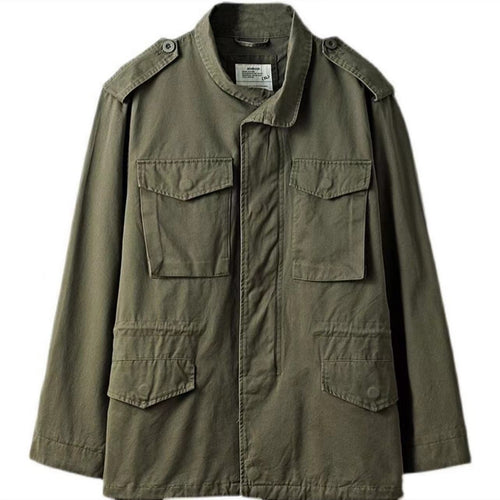 Herren nan leichte Baumwoll-Feldjacke mit aufgesetzten Taschen und Schulterklappen Drune
