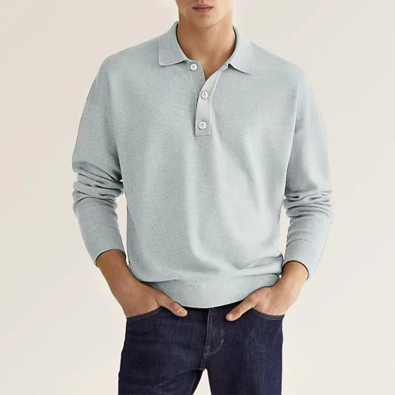 Herren hochwertiges Sweatshirt mit modernem Polo-Kragen und eleganten Knopfdetails Drune