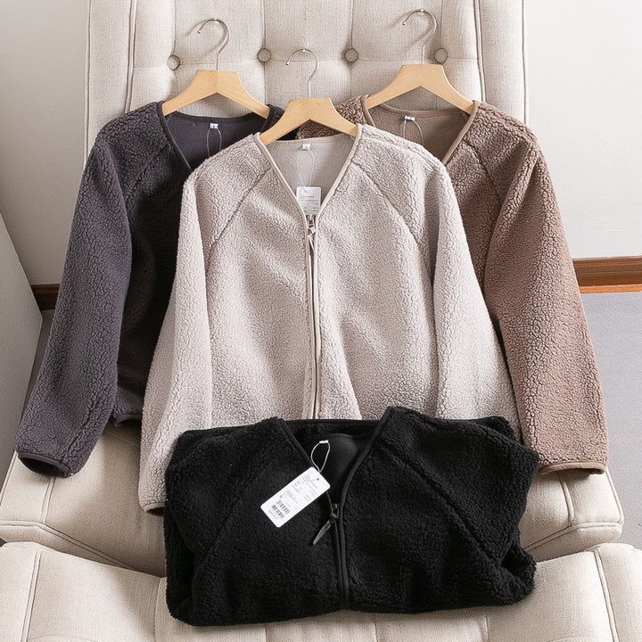 Damen Kuscheljacke mit durchgehendem Reißverschluss und weichem Fleecefutter Drune