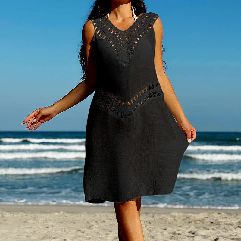 Damen trendiges Häkelkleid mit raffinierter Schnittführung und luftiger Silhouette Drune