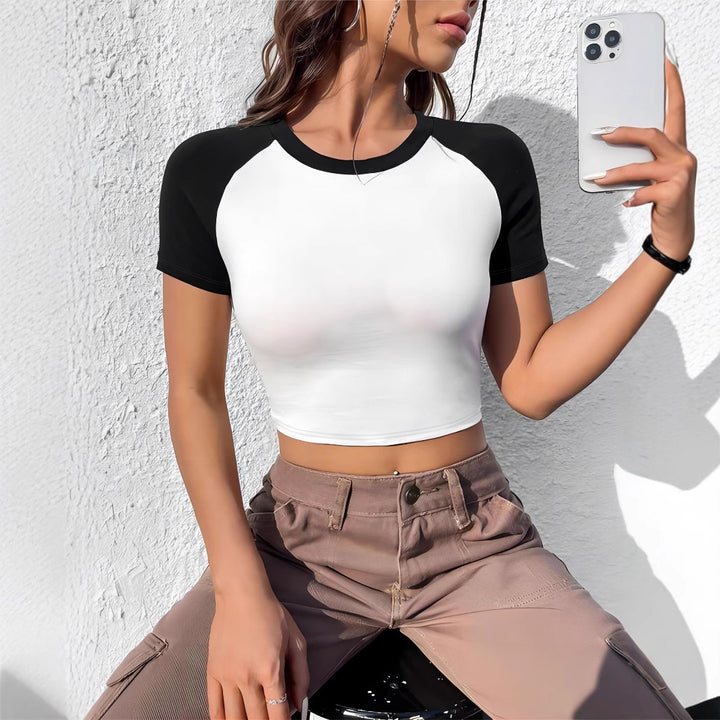 Damen Crop-T-Shirt mit modernem Raglan-Schnitt und figurbetontem Design Drune