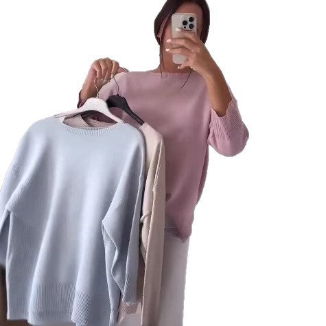 Damen Lässiger Oversized Pullover mit asymmetrischem Schnitt und Knopfdetails Drune
