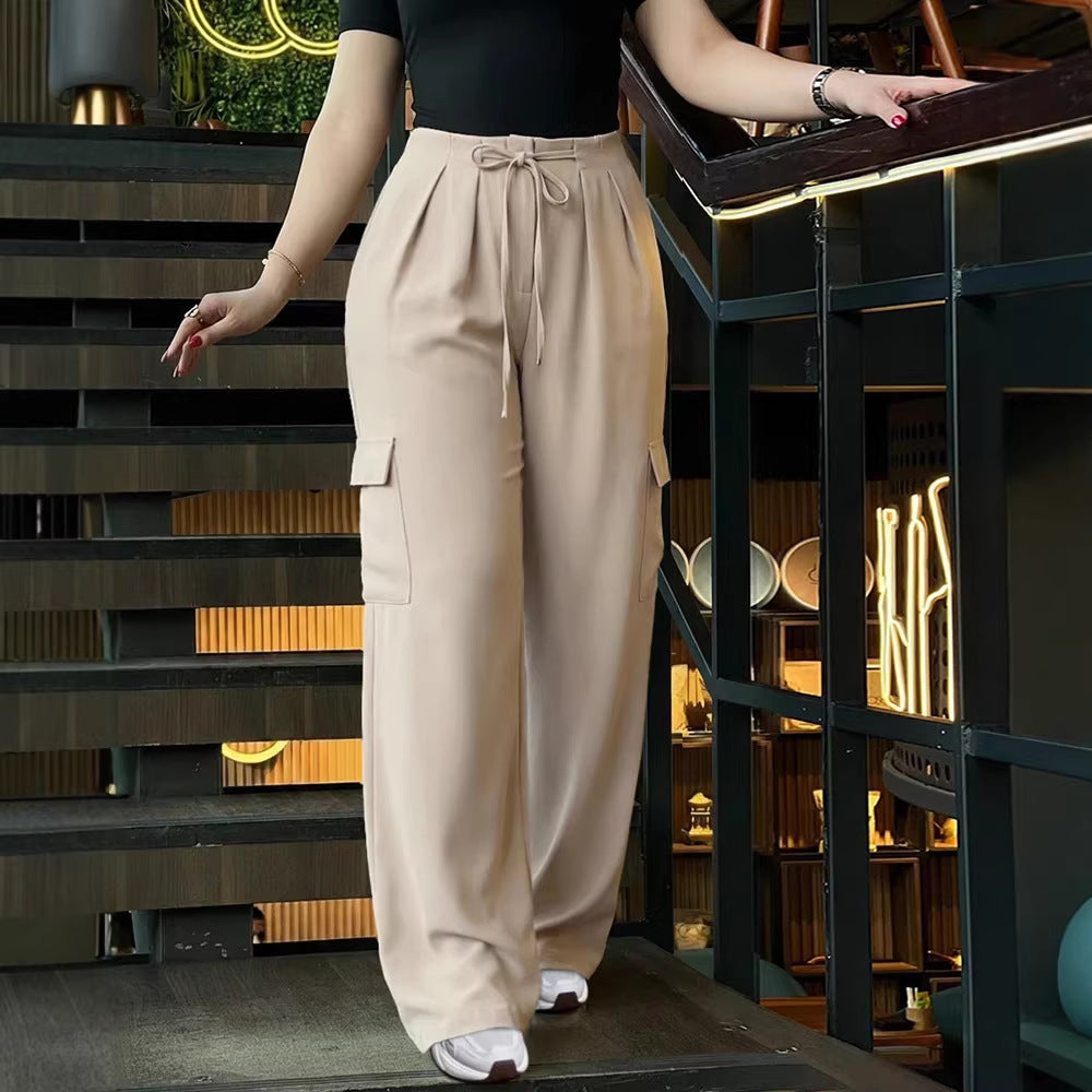Damen weite Cargo-Hose mit elastischem Bund und praktischen Taschen Drune