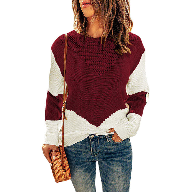 Damen Strickpullover mit modernem Farbblock und strukturiertem Design Drune