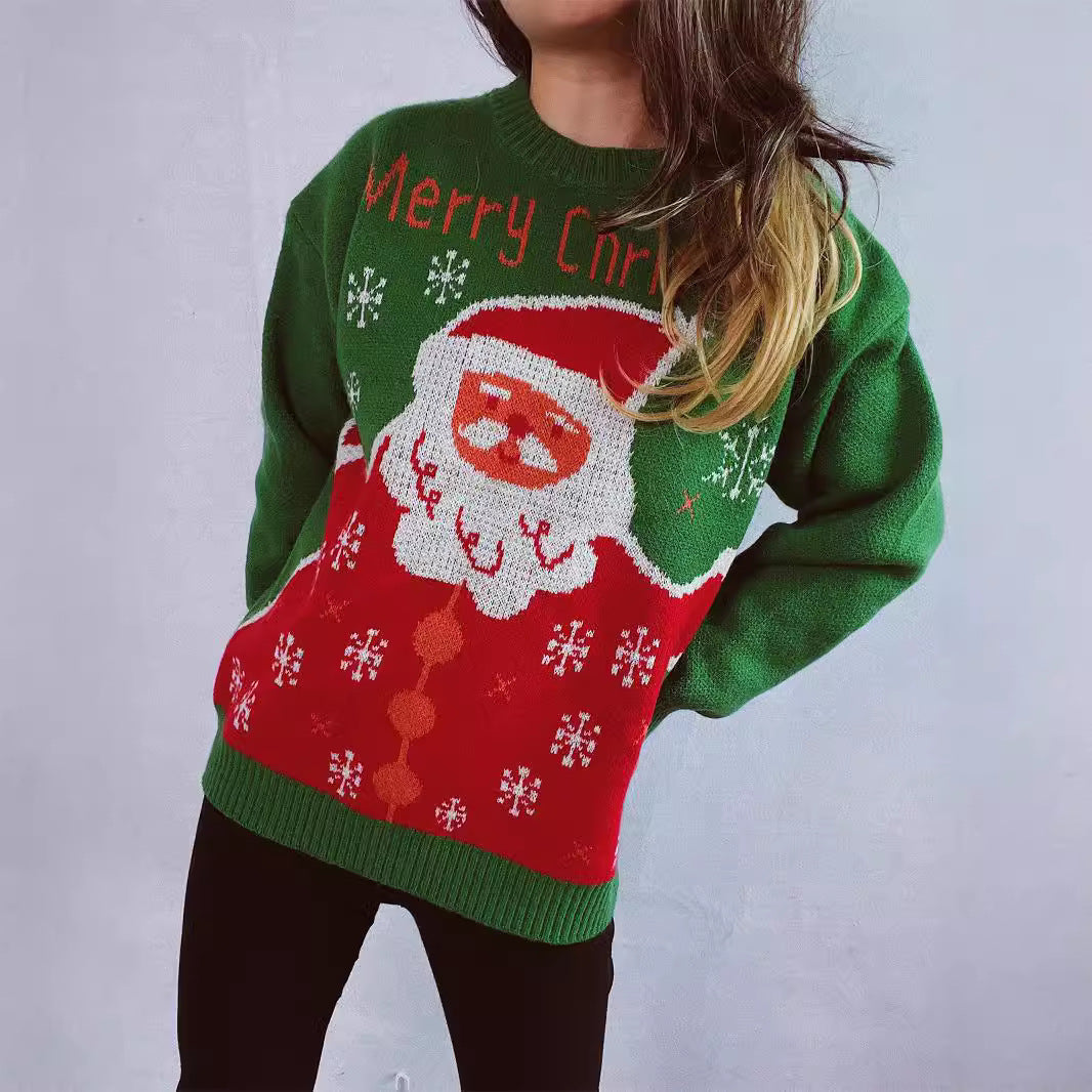 Damen Weihnachtspullover mit festlichem Santa-Motiv und bequemer Passform Drune