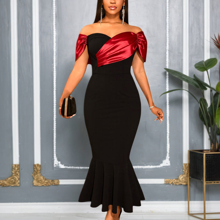 Damen Elegantes schnittloses Abendkleid mit voluminösem Taillenvolant Drune