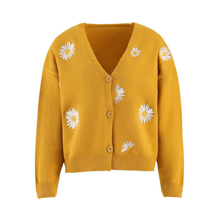 Damen Strickjacke mit floralem Motiv und klassischem Schnitt Drune