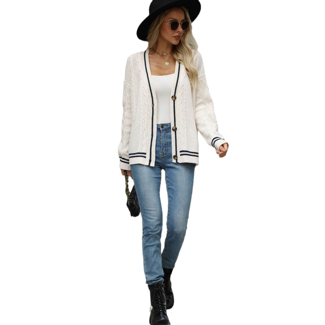 Damen Strickcardigan mit strukturiertem Muster und kontrastierenden Akzenten Drune