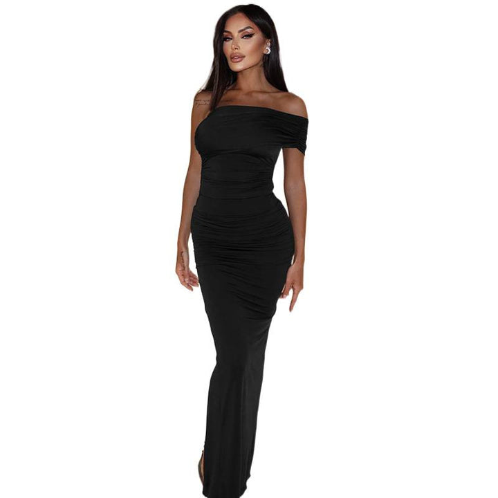 Damen Maxikleid mit schulterfreiem Design und figurbetontem Schnitt Drune