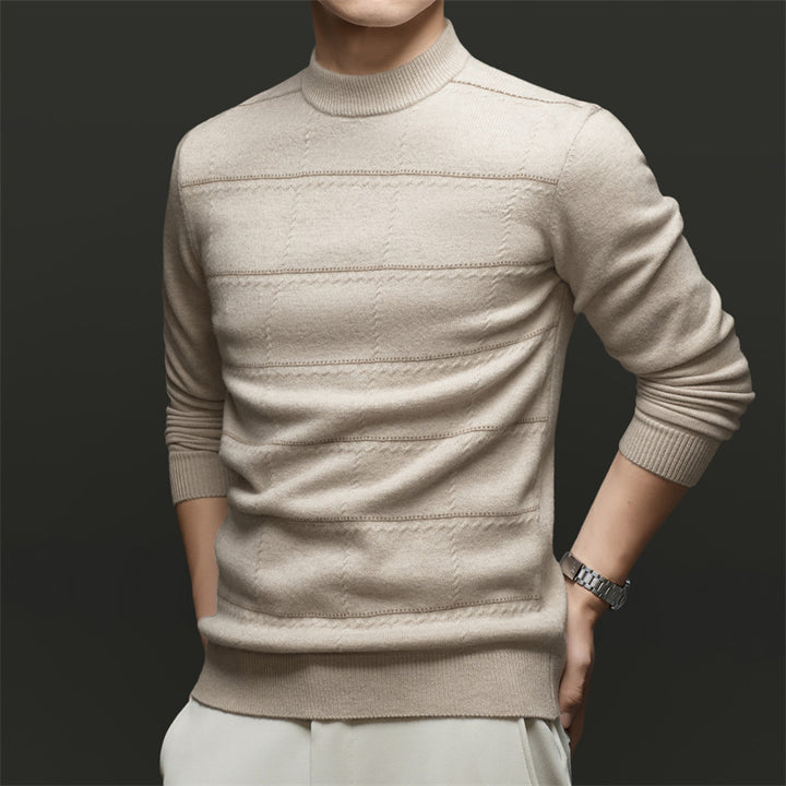Herren Strickpullover mit elegantem Stehkragen und feiner Struktur Drune