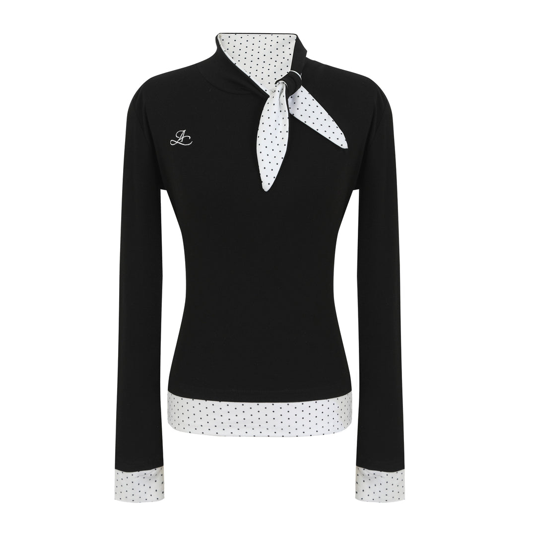 Damen Langarmshirt mit elegantem Kragen und gemustertem Unterkragen Drune