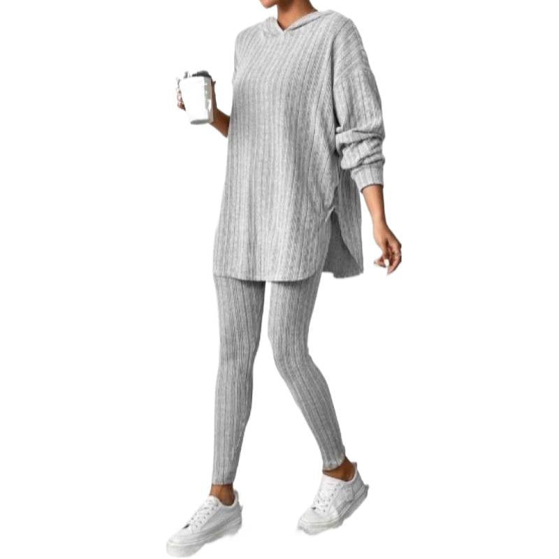 Damen Bequemes Lounge-Set mit Kapuze und schmalen Hosen Drune