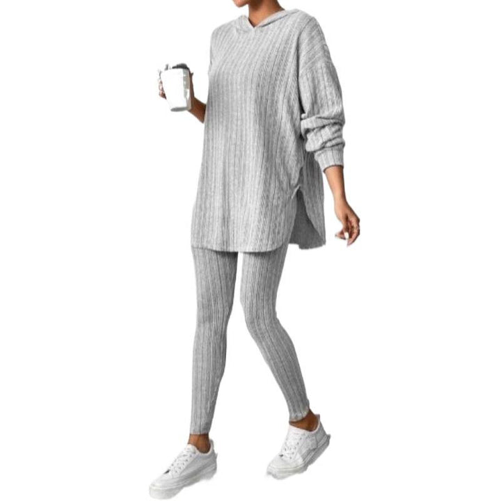 Damen Bequemes Lounge-Set mit Kapuze und schmalen Hosen Drune