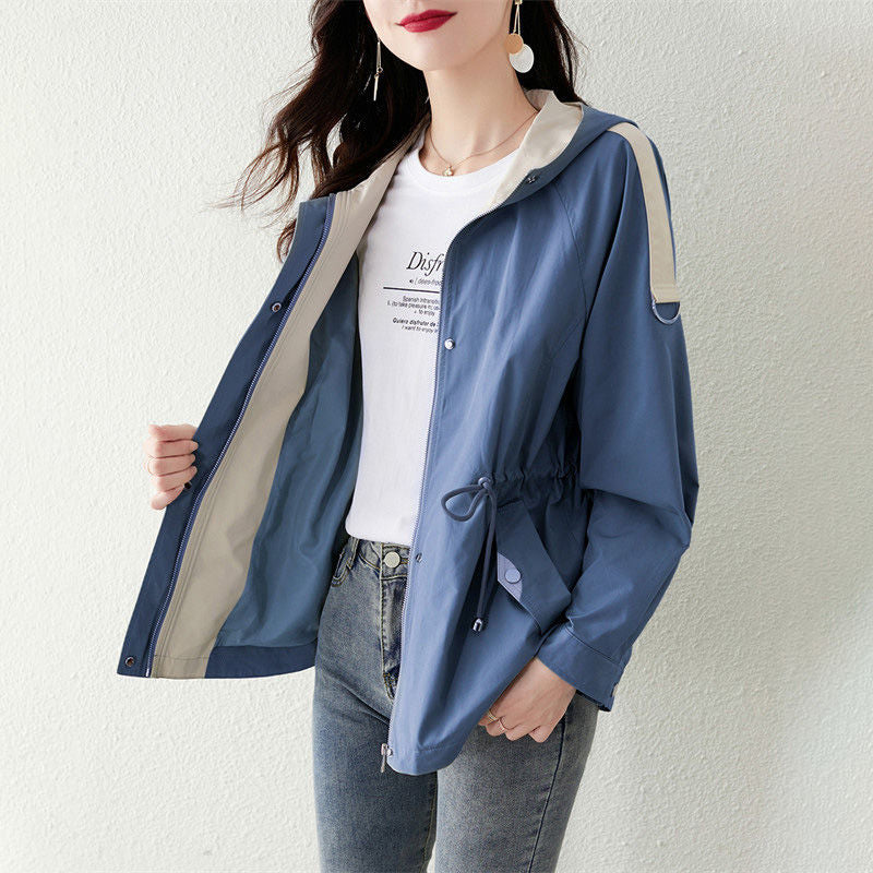 Damen leichte Übergangsjacke mit verstellbarem Kapuzendesign Drune