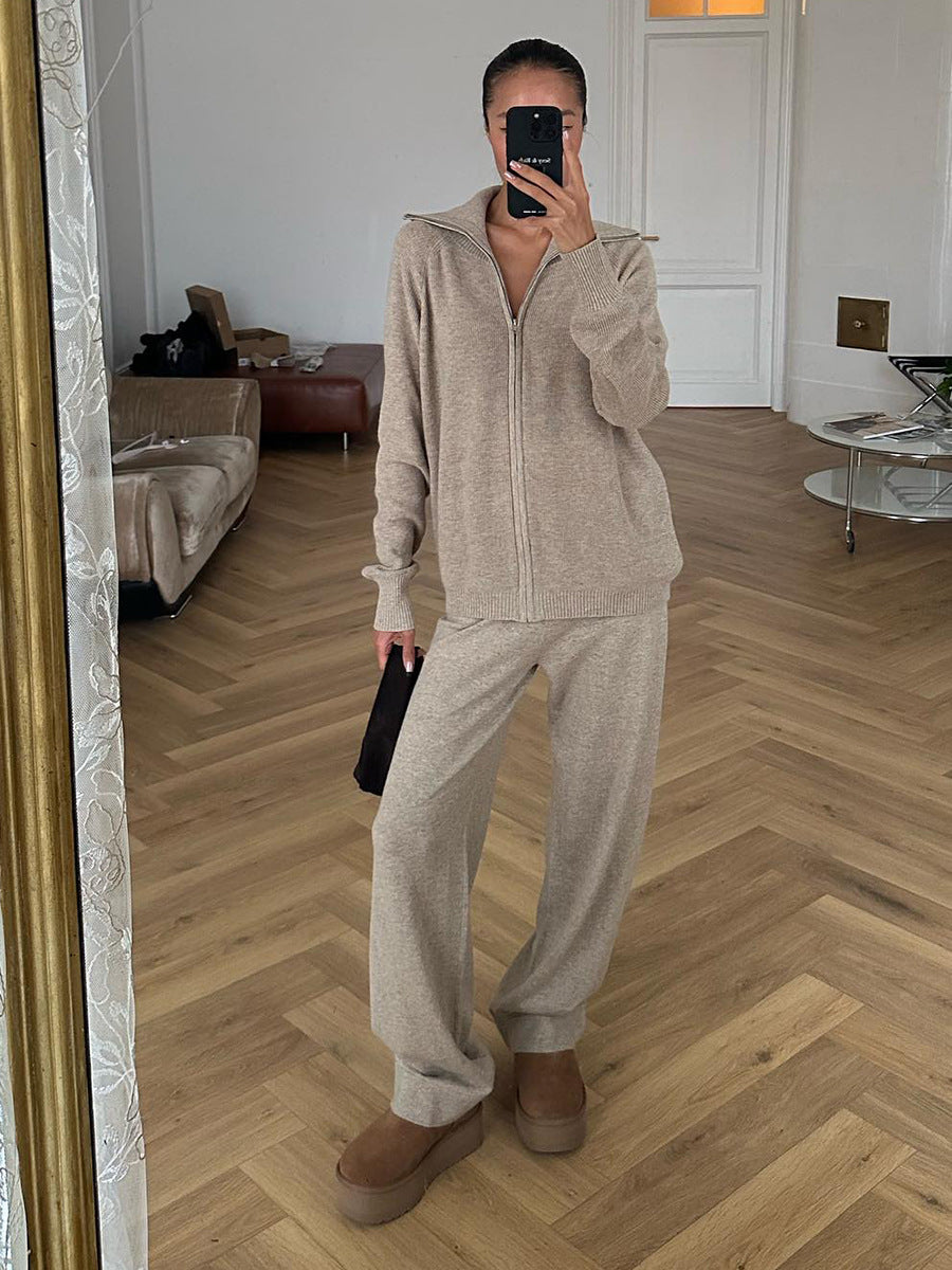 Damen Fleece-Jogginganzug mit Stehkragen und praktischem Reißverschluss Drune